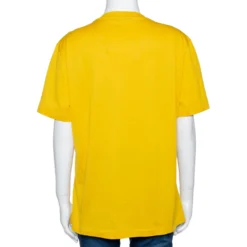 Versace Yellow Cotton Medusa Logo Applique Crew Neck T Shirt XL For Women -Versace Official Website luxury women versace used clothes p294337 001
