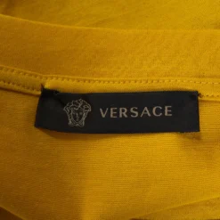 Versace Yellow Cotton Medusa Logo Applique Crew Neck T Shirt XL For Women -Versace Official Website luxury women versace used clothes p294337 003
