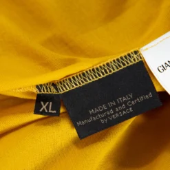 Versace Yellow Cotton Medusa Logo Applique Crew Neck T Shirt XL For Women -Versace Official Website luxury women versace used clothes p294337 004