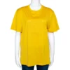 Versace Yellow Cotton Medusa Logo Applique Crew Neck T Shirt XL For Women