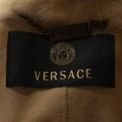 Versace Cream Mink Fur Stud Embellished Belted Coat S For Women -Versace Official Website luxury women versace used clothes p299698 007