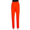 Versace Orange Crepe Medusa Button Detail Trousers L For Women