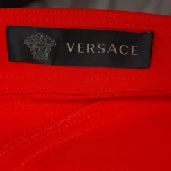 Versace Orange Crepe Medusa Button Detail Trousers L For Women -Versace Official Website luxury women versace used clothes p317668 004