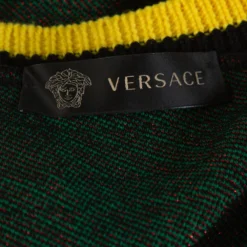 Versace Green Wool Tartan Pattern Sleeveless Sweater Vest S For Women -Versace Official Website luxury women versace used clothes p321940 004
