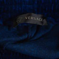 Versace Blue Velvet Medusa Embroidered Sweatpants XS For Women -Versace Official Website luxury women versace used clothes p322188 003