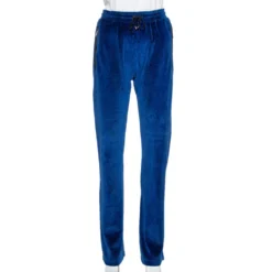 Versace Blue Velvet Medusa Embroidered Sweatpants XS For Women