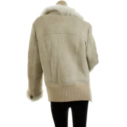 Versace Versus Beige Leather And Suede Fur Coat L For Women -Versace Official Website luxury women versace used clothes p32739 003