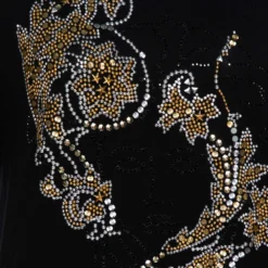Versace Black & Gold Logo Embellished Jersey T Shirt M For Women -Versace Official Website luxury women versace used clothes p329716 002