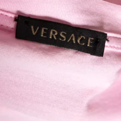 Versace Pink Cotton Medusa Embellished Crew Neck T-Shirt M For Women -Versace Official Website luxury women versace used clothes p330164 004