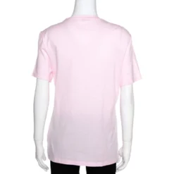 Versace Pink Cotton Medusa Embellished Crew Neck T-Shirt M For Women -Versace Official Website luxury women versace used clothes p330164 008