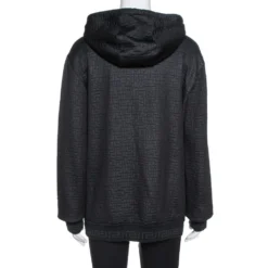 Versace Black Knit Medusa Detail Zip Up Hooded Jacket XL For Women -Versace Official Website luxury women versace used clothes p334146 001