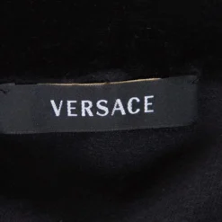 Versace Black Velvet Medusa Embroidered Zip Up Hoodie XL For Women -Versace Official Website luxury women versace used clothes p334163 005