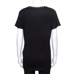 Versace Black Jersey Medusa Icon Studded T-Shirt XL For Women -Versace Official Website luxury women versace used clothes p336208 006