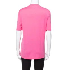 Versace Pink Cotton Medusa Appliqued Crew Neck T-Shirt L For Women -Versace Official Website luxury women versace used clothes p336946 006