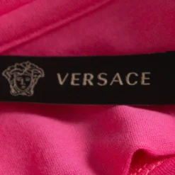 Versace Pink Cotton Medusa Appliqued Crew Neck T-Shirt L For Women -Versace Official Website luxury women versace used clothes p336946 008