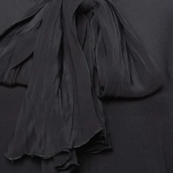 Versace Black Silk Tie Neck Detail Button Front Blouse L For Women -Versace Official Website luxury women versace used clothes p336967 006