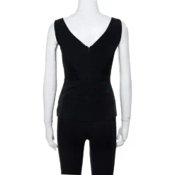 Versace Black Fabric Blend Cutout Stretch Knit Peplum Top S For Women -Versace Official Website luxury women versace used clothes p355449 002