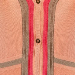 Versace Peach Knit Striped Button Front Cardigan M For Women -Versace Official Website luxury women versace used clothes p361111 004
