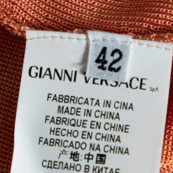 Versace Peach Knit Striped Button Front Cardigan M For Women -Versace Official Website luxury women versace used clothes p361111 007