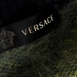 Versace Navy Blue Argyle Wool Knit Pencil Skirt M For Women -Versace Official Website luxury women versace used clothes p364973 002