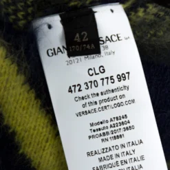 Versace Navy Blue Argyle Wool Knit Pencil Skirt M For Women -Versace Official Website luxury women versace used clothes p364973 003