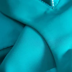 Versace Blue Leather Embellished & Silk Front Slit Detail Dress M For Women -Versace Official Website luxury women versace used clothes p365073 004