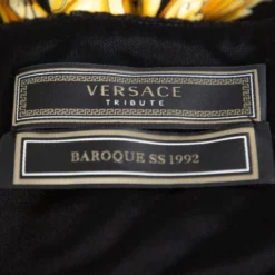 Versace Black Baroque Print Silk Bralette Top S For Women -Versace Official Website luxury women versace used clothes p366140 001
