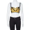 Versace Black Baroque Print Silk Bralette Top S For Women