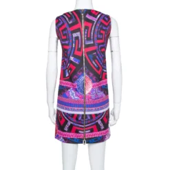 Versace Purple Medusa Print Jersey Shift Dress S For Women -Versace Official Website luxury women versace used clothes p367203 007