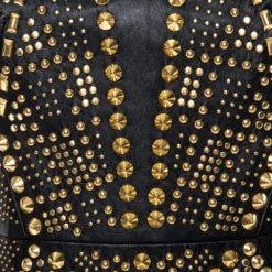 Versace Black Leather Metal Embellished Sheath Dress S For Women -Versace Official Website luxury women versace used clothes p368670 004