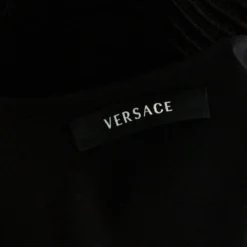 Versace Black Silk & Eyelet Lace Sleeveless Sheath Dress L For Women -Versace Official Website luxury women versace used clothes p373862 004