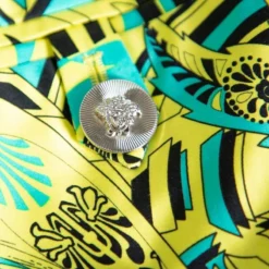 Versace Yellow Printed Silk Shirt & Cotton Mini Skirt Set S For Women -Versace Official Website luxury women versace used clothes p377991 1611547730 006