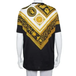 Versace Black Baroque Printed Cotton Crewneck T -Shirt S For Women -Versace Official Website luxury women versace used clothes p385413 001
