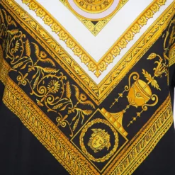 Versace Black Baroque Printed Cotton Crewneck T -Shirt S For Women -Versace Official Website luxury women versace used clothes p385413 002