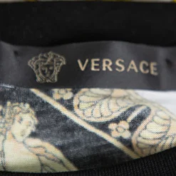 Versace Black Baroque Printed Cotton Crewneck T -Shirt S For Women -Versace Official Website luxury women versace used clothes p385413 004