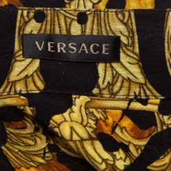 Versace Black & Yellow Printed Silk Double Collar Button Front Shirt L For Women -Versace Official Website luxury women versace used clothes p386785 003