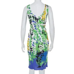 Versace Multicolor Knit Ruched Sleeveless Midi Dress M For Women -Versace Official Website luxury women versace used clothes p390684 004