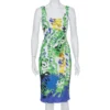 Versace Multicolor Knit Ruched Sleeveless Midi Dress M For Women