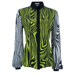 Versace Yellow Printed Chiffon Shirt M For Women