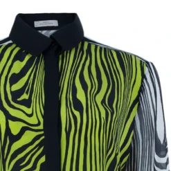 Versace Yellow Printed Chiffon Shirt M For Women -Versace Official Website luxury women versace used clothes p40155 004