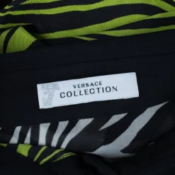 Versace Yellow Printed Chiffon Shirt M For Women -Versace Official Website luxury women versace used clothes p40155 008