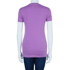 Versace Purple Studded Medusa T-Shirt M For Women -Versace Official Website luxury women versace used clothes p4016 003