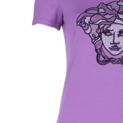 Versace Purple Studded Medusa T-Shirt M For Women -Versace Official Website luxury women versace used clothes p4016 006