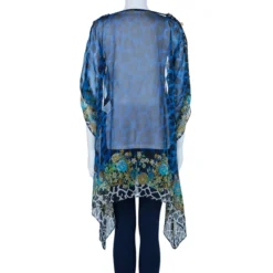 Versace Blue Animal Floral Silk Top M For Women -Versace Official Website luxury women versace used clothes p4020 003