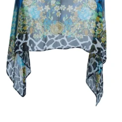 Versace Blue Animal Floral Silk Top M For Women -Versace Official Website luxury women versace used clothes p4020 005