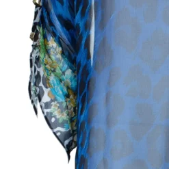 Versace Blue Animal Floral Silk Top M For Women -Versace Official Website luxury women versace used clothes p4020 006