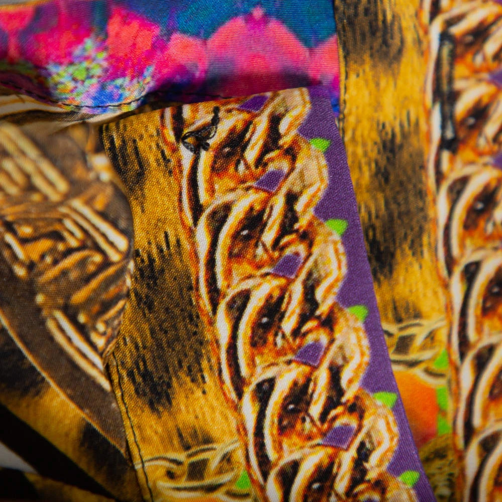 Versace Multicolor Multiprinted Silk Belted Button Front Mini Dress M For Women 4 Versace Multicolor Multiprinted Silk Belted Button Front Mini Dress M For Women - Image 4