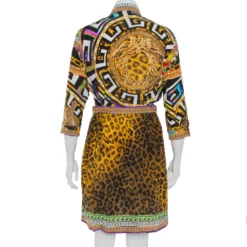 Versace Multicolor Multiprinted Silk Belted Button Front Mini Dress M For Women 8 Versace Multicolor Multiprinted Silk Belted Button Front Mini Dress M For Women -Versace Official Website luxury women versace used clothes p402029 005