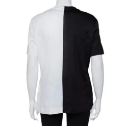 Versace Monochrome Cotton Logo Embroidered & Printed Crewneck T-Shirt M For Women -Versace Official Website luxury women versace used clothes p409010 007