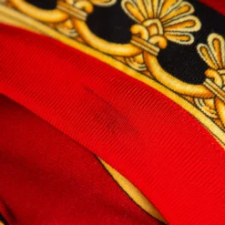 Versace Red & Blue Printed Cotton Fringed Detail Sweater XS For Women -Versace Official Website luxury women versace used clothes p415519 006